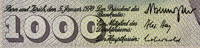 1000 francs, 1970