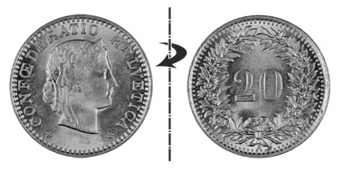 20 centimes 1960, Normal position