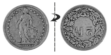 2 francs 1965, Normal position