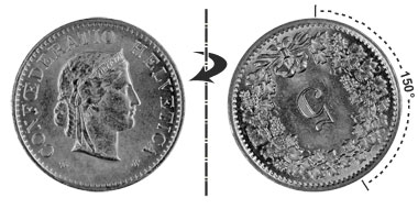 5 centimes 1963, 150° rotated